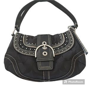 Coach SoHo Buckle Signature Studded Bag Hardly Used Black with Dust Bag